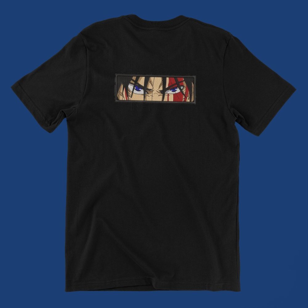 New- White&black Embroidered anime box T-shirt